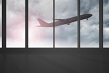 Airplane flying past windows