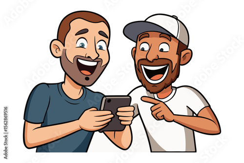 Digital Delight: Two friends share a moment of laughter and connection as they explore content on a tablet, highlighting the simple joy of shared experiences. 