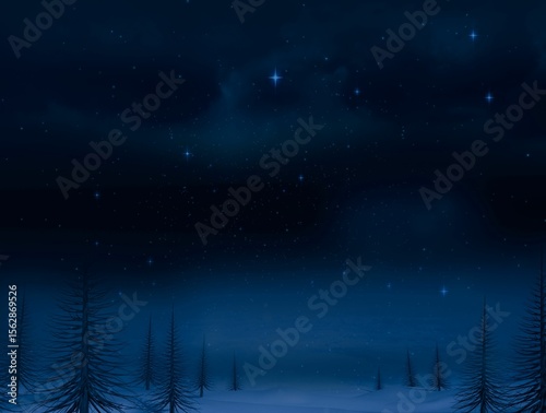 Digitally generated Night sky over forest