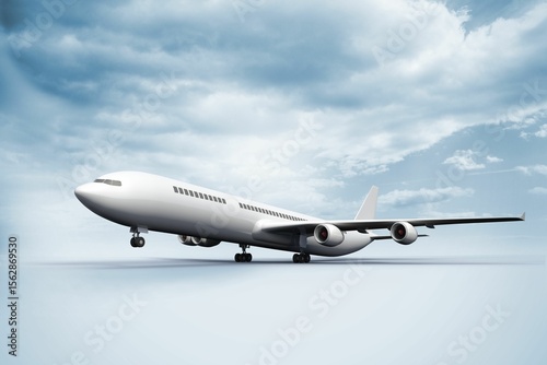 3D plane taking off white ground