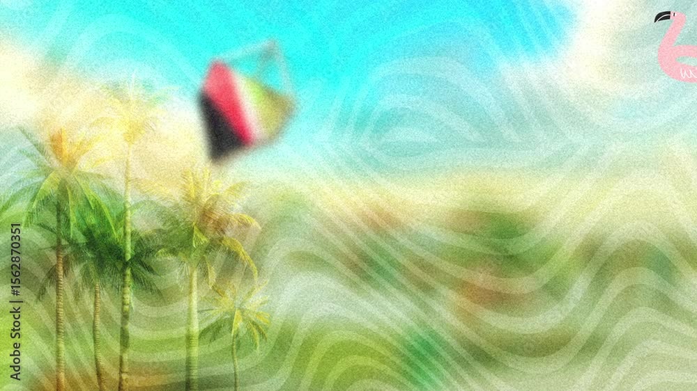 Fundo animado esfumaçado Floresta tropical verão com Pipa voando