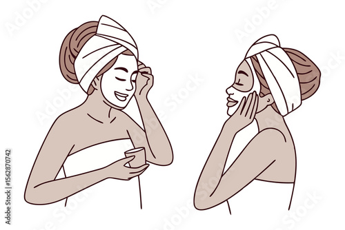 Self-Care Spa Ritual: Two women embrace tranquility in their personal spa, the image celebrates self-care and relaxation.