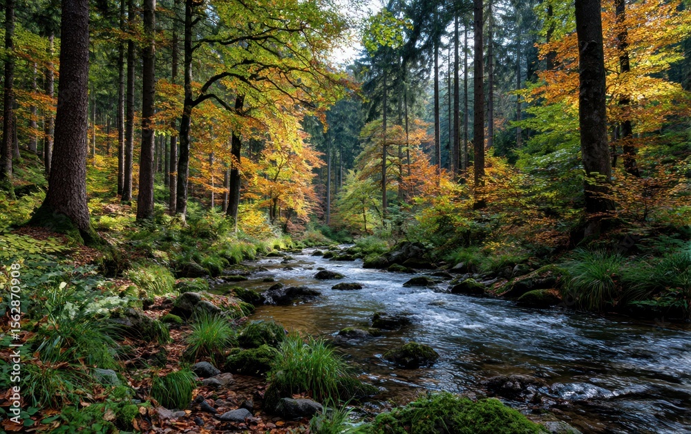 Fototapeta premium Autumn forest stream