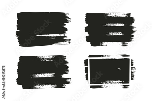 Set of universal grunge black paint background with frame. Dirty artistic design elements, boxes, frames for text.