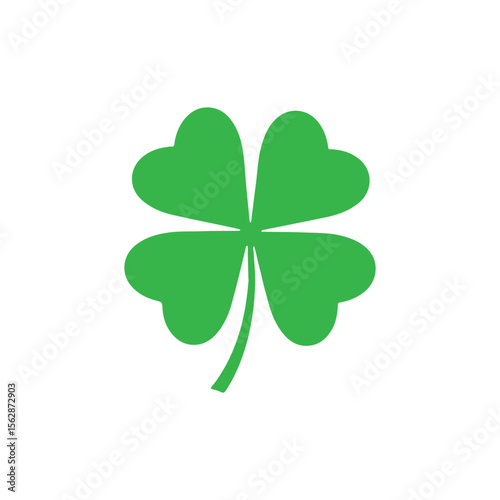 Irish green four leaf silhouette icon vector flat design.