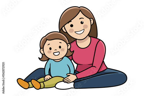 Mother's Tender Embrace: A mother and her child share a heartwarming moment of love and companionship, symbolizing the bond of family. A gentle, artistic scene, celebrating family unity.