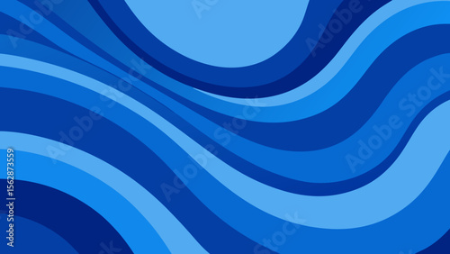 Blue abstract background with flowing wave patterns and curved lines for a modern design illustration