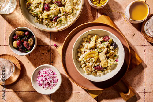 Mediterranean Bean Salad Horizontal Tablescape
