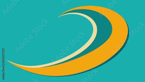 Abstract vector background with moon, colorful waves, and curving lines