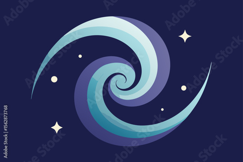 Celestial Swirl Abstract Galaxy Illustration, Cosmic Spiral Design
