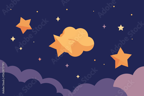 Celestial Dreamscape Night Sky with Stars and Clouds