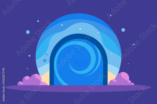 Mystical Blue Portal A Journey Through a Whimsical, Swirling Gateway to Another Realm