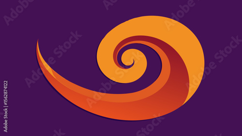 Abstract Spiral Design Swirling Orange and Red Hues on Purple Background