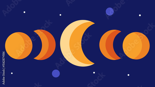 Celestial Moon Phases A Vibrant Illustration of Lunar Cycles