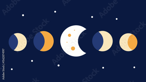 Celestial Phases A Moon Cycle Illustration
