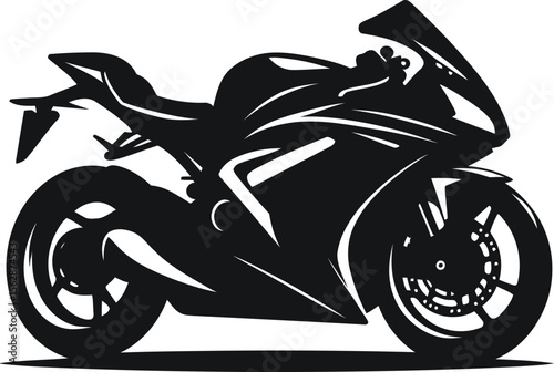  A black silhouette of a sport motorcycle