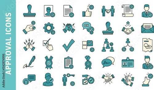 Approval icons set vector illustration for business and project management use