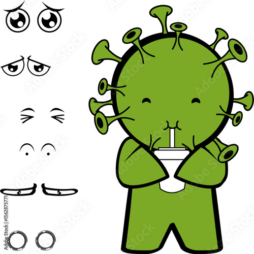 covid character cartoon expressions pack collection in vector art