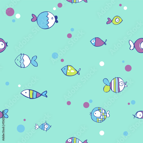 Aquarium fish life seamless pattern.