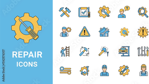 Repair icons set vector illustration for maintenance and fixing services