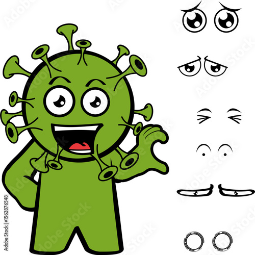 covid character cartoon expressions pack collection in vector art