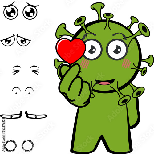covid character cartoon expressions pack collection in vector art