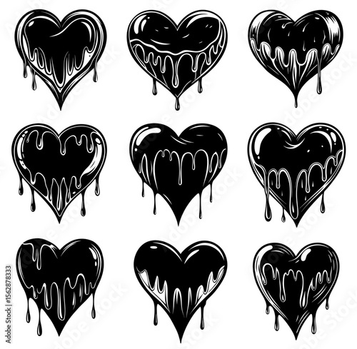 heart bleeding. Symbol of love. Valentine's Day silhouette  vector illustration