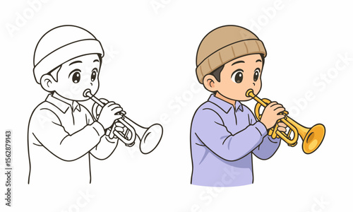 saxophone player coloring page for kids