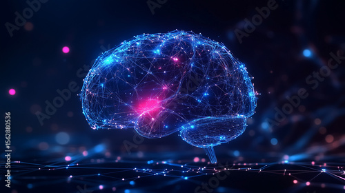 A dark background on human brain convert to artificial intelligence technology.