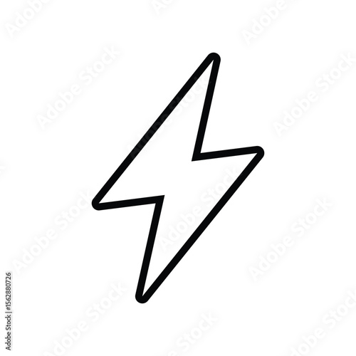 Lightning Symbol Line Art, Simple Electric Bolt Vector.