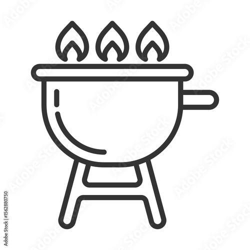 Grill Icon Outline Style. Vector Illustration Design