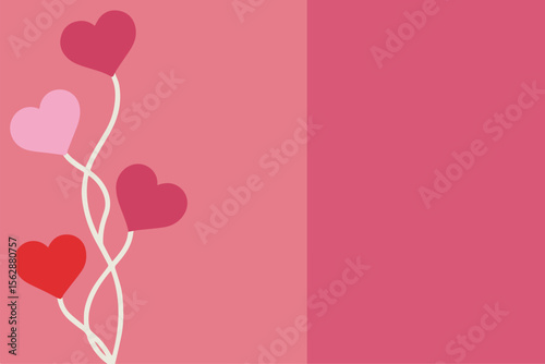 Pink and red hearts floating on pale pink background valentine love