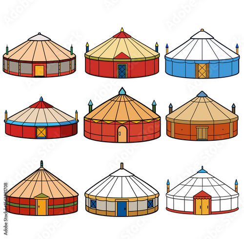 Modern yurt in nature nomadic house vector