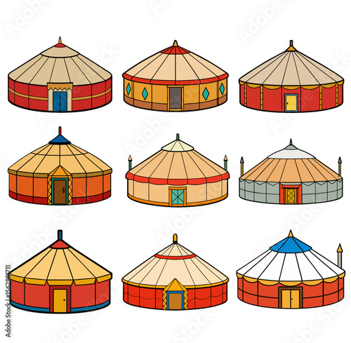 Modern yurt in nature nomadic house vector