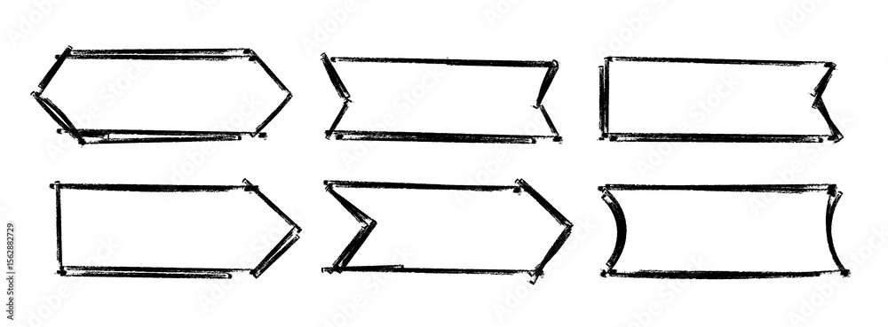 Obraz premium Set of Grunge Brush strokes , Paintbrush Grunge design elements, Hand drawn Grunge texture, horizontal text box backgrounds vector illustrato