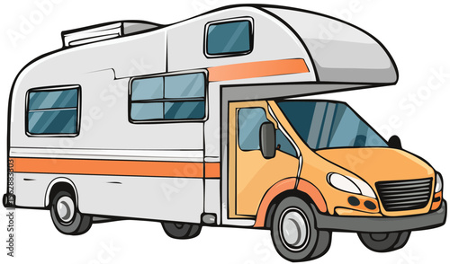 Road Trip Motorhome Vehicle Flat Design Vector
