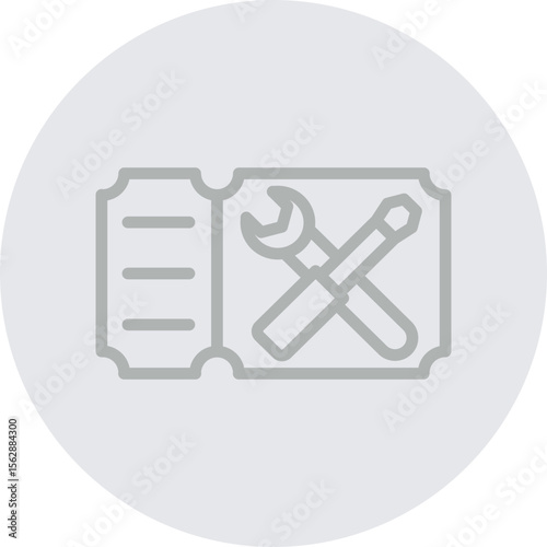 Support Ticket Vector Line Grey Circle Grey