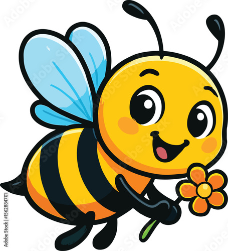 Cute Bee Hand With Flower