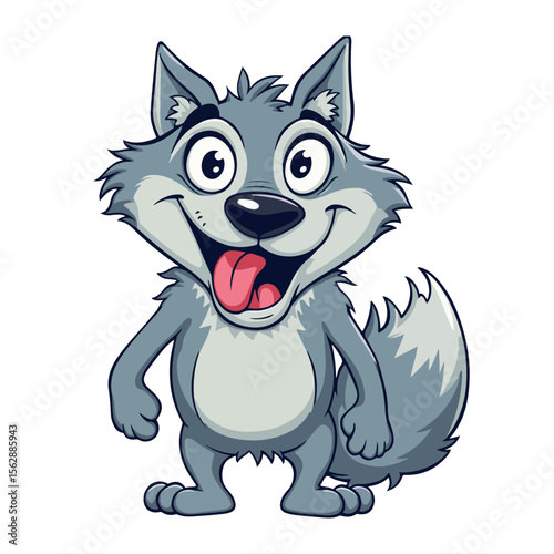 Hand drawn cartoon wolves vector illustration