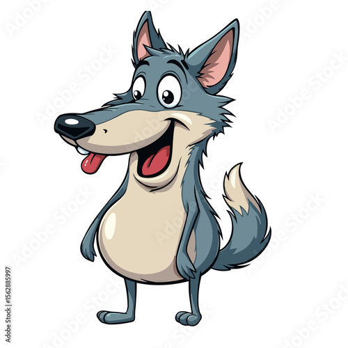 Hand drawn cartoon wolves vector illustration