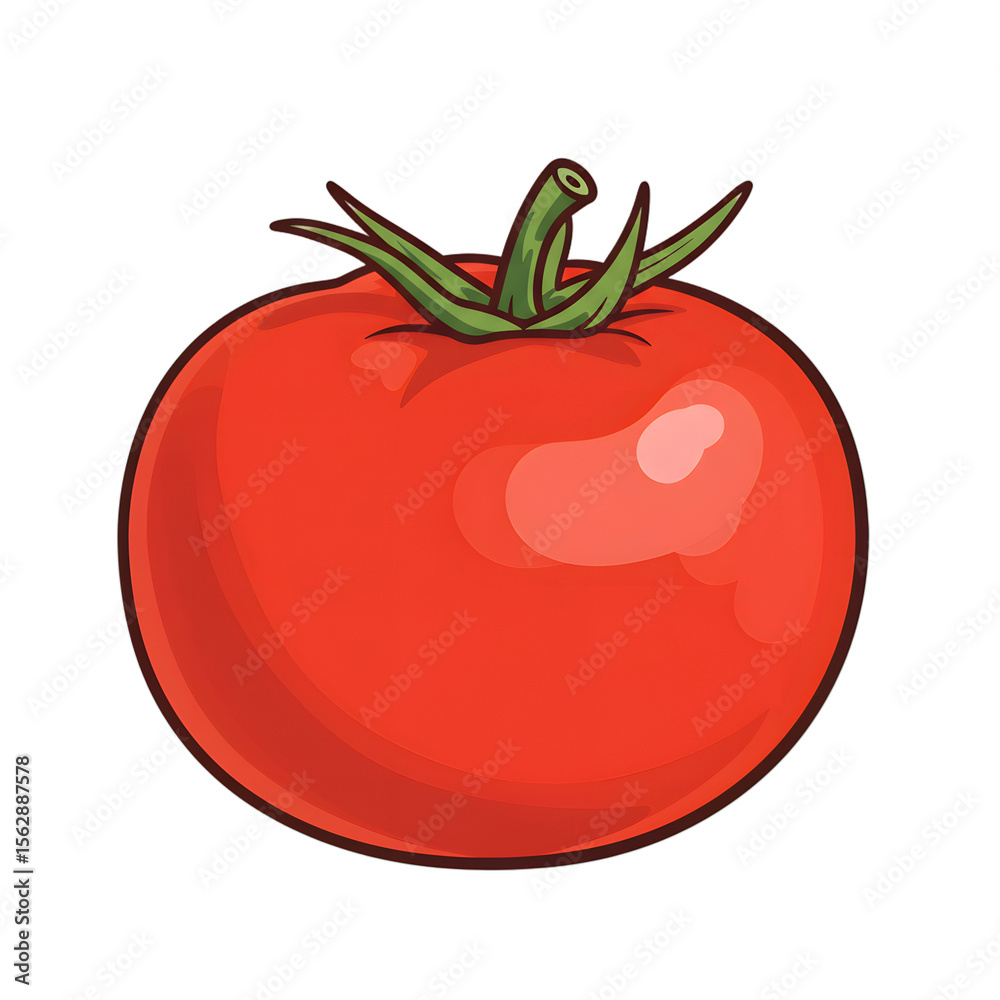 Vibrant Cartoon Tomato Vector Illustration on Red Background png, isolated on transparent background Vibrant Cartoon Tomato Vector Illustration on Red Background png, isolated on transparent background
