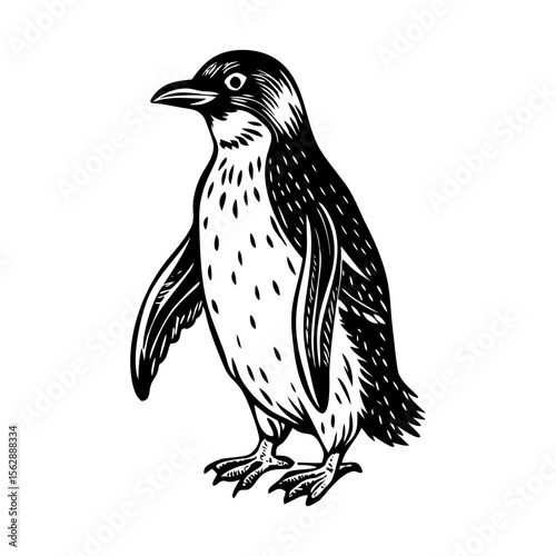A glyph style illustration representing winter penguin