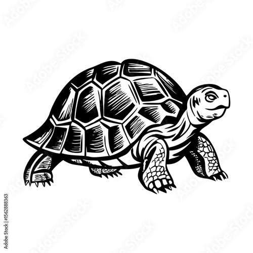 A vintage style illustration showing wild turtle
