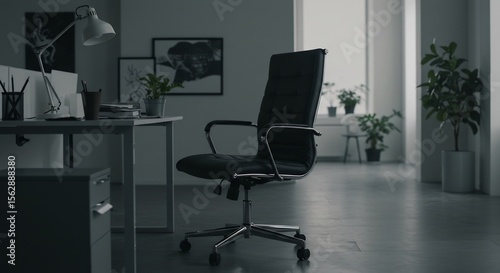 静かなオフィス モノトーン空間 落ち着いた雰囲気