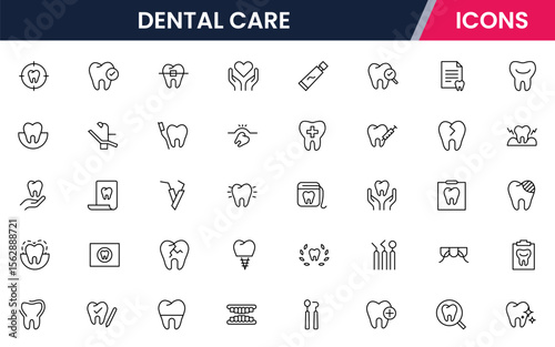 Complete Tooth and Dental Care Icon Collection: Perfect for Oral Hygiene, Dentist Tools, Preventive Measures, Whitening Solutions, and Comprehensive Dental Care