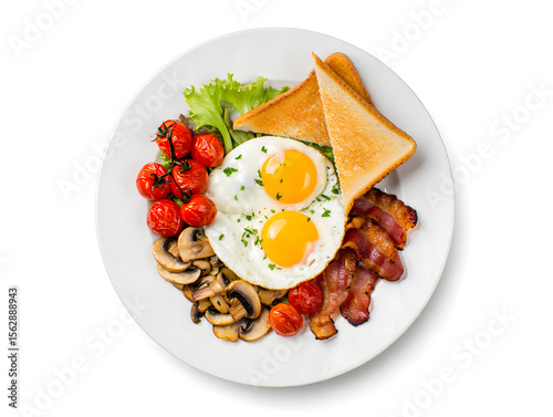 Fried chicken breast served with fresh vegetables and salad on a plate