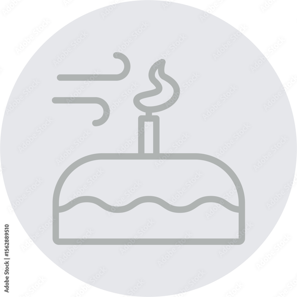 Candle Blowing Vector Line Grey Circle Grey Candle Blowing Vector Line Grey Circle Grey