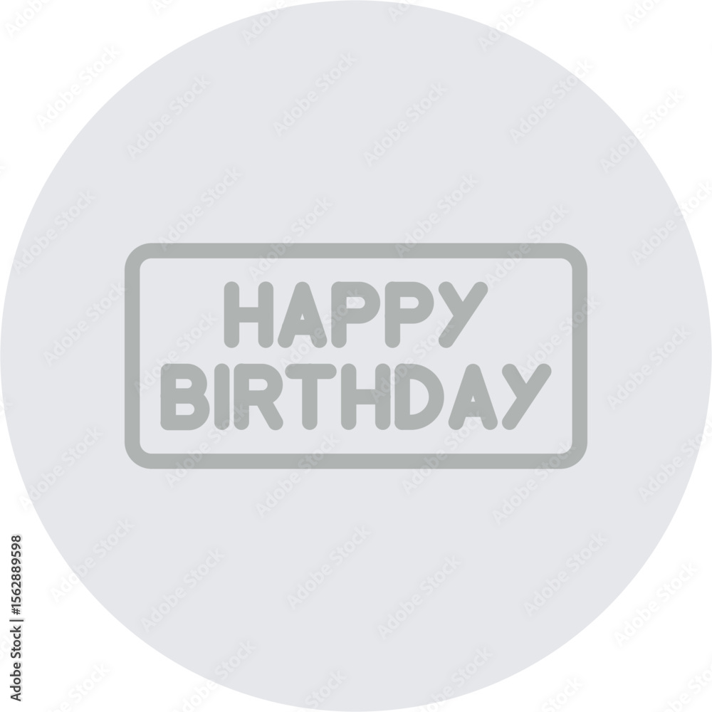 Happy Birthday Sticker Vector Line Grey Circle Grey Happy Birthday Sticker Vector Line Grey Circle Grey