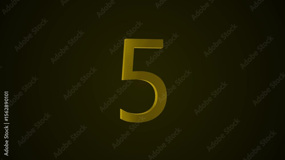 3D Gold Countdown from 10 to 1 with Shadow – 10 Seconds Seamless Animation in 4K