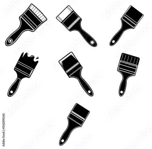 Paint brush icon set. Assorted paintbrush vector illustration